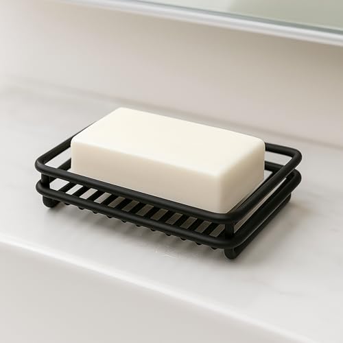 Creative Home Rust Resistant Metal Wire Soap Dish, Black, 3.1 x 4.4 in - color: Black