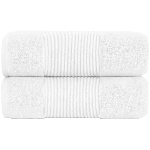Modern Threads - Air Cloud 2-Pack 100% Zero-Twist Cotton Bath Sheet Set - Super Absorbent & Quick Dry - 500 GSM - Soft & Plush, White - color: White, size: 2-Pack Bath Sheet