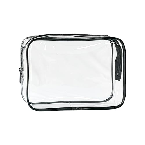 Neon TSA Approved Clear Toiletry Pouch, 7"x2.3"x4.7" Size, PVC Travel Makeup Bags for Toiletries, Transparent Cosmetic Bag for Women and Men Small (Transparent (black bone)) - color: Transparent (black bone )