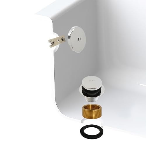Westbrass A931K-05 Universal 1-3/8" Fine Thread Tip-Toe Bathtub Drain Plug Trim Set with One-Hole Overflow Faceplate and 1-1/2" Adapter Bushing, Polished Nickel - color: Polished Nickel