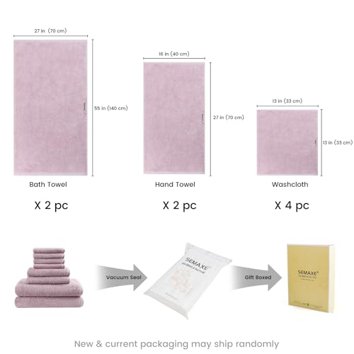 8-Piece Cotton Bath Towel Set with Hanging Loops for Bathroom, Purple | Complete starter set for daily showers, sink-side use, small bathrooms, and guest baths, OEKO-TEX certified, easy care - color: A06: Purple