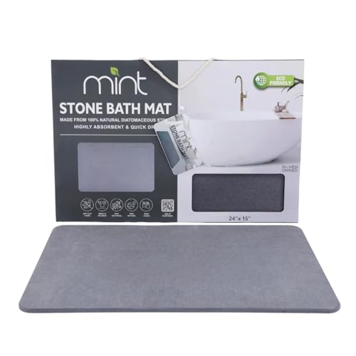 J&V TEXTILES Stone Bath Mat Diatomaceous Earth Shower Mat Non-Slip Super Absorbent Diatomite Stone Mats for Bathroom Floor Quick-Drying Easy to Clean (24''*15'') (Dove Grey) - color: Dove Grey