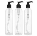 BRIGHTFROM Lotion Pump Bottles, Empty 8 OZ, BPA-Free Refillable Plastic Containers, Clear with Black Dispenser for - Soap, Shampoo, Lotions, Liquid Body Soap, Creams and Massage Oil (3 Pack) - color: Clear