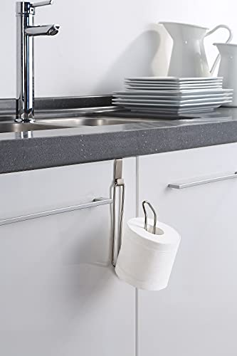 SunnyPoint Over The Tank Toilet Tissue Paper Roll Holder Dispenser and Reserve for Bathroom Storage and Organization - Metal, Hanging, Holds 1 Roll (Satin Nickel) - color: Satin Nickel