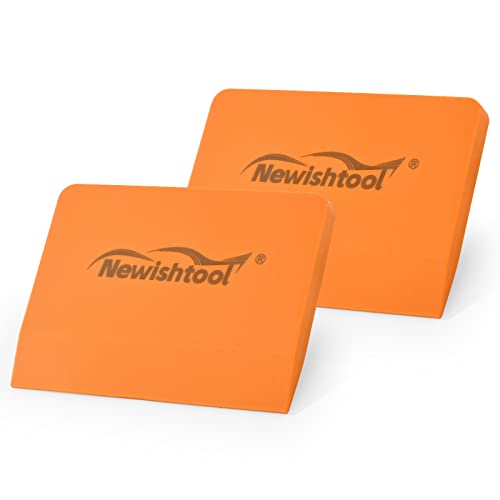 NEWISHTOOL Soft Silicone Small Squeegee for Vinyl, 2 PCS PPF Tools Window Tinting V-Blade Scraper for Window Film Application, Car Paint Protective Film Installation & Water Removal - color: Orange