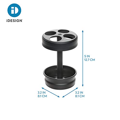 iDesign Metal Toothbrush Holder - Bathroom Cup for Bathroom Organization, The Olivia Collection - 3.25" x 3.25" x 5", Matte Black - color: Matte Black