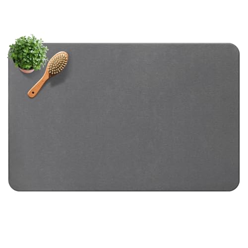 Diatomite Stone Bath Mat, Premium Non-Slip Natural Diatomaceous Earth Bathtub Quick Drying Mats for Bathroom Floor (23.6" x 15.4" Dark Gray) - color: Dark Grey, size: 23.6" x 15.4"