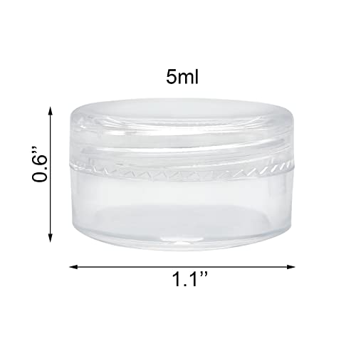 Medsuo 20PCS 5ml Clear Sample Pots Empty Small Travel Containers Leak Proof Refillable Cosmetic Jars Makeup Sample Containers with Lid, Storage Pot for Lip Balm Scrub DIY Cosmetic