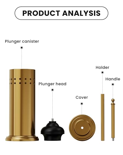 DOWRY Anti-Hand Off Toilet Plunger with Holder for Bathroom,Powerful Efficient Force Suction Cup,Heavy Duty, Deep Cleaning, Gold - color: Gold