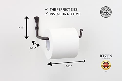 RTZEN Bathroom Toilet Paper Holder - Handcrafted Rustic Wrought Iron Wall Decor Toilet Roll Holder - Black Matte Wall Mount Bar for Modern Farmhouse Bathroom Decor - style: Classic
