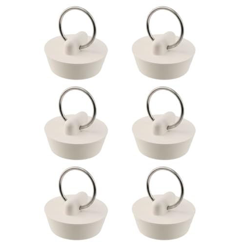 Semetall Drain Stopper 6 Pack 1-1/8" | Bath Plugs Rubber White Sink Plug with Hanging Ring for Bathtub,Bathroom,Kitchen - size: 1-1/8“