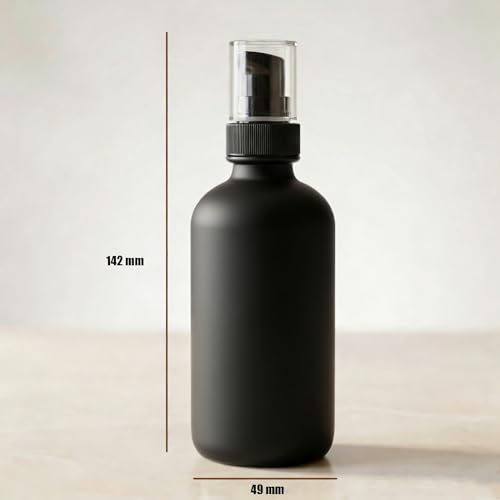12Pack 4oz Black Glass Pump Bottle,120ml Empty Refillable Travel Small Container For Lotion Cream Essentil Oil Shampoo (4oz black) - size: 4oz black