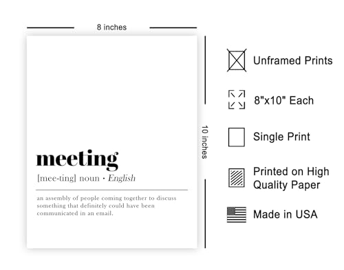Poster Master Definition of Meeting Print - Typography Poster - Dictionary Art - Minimal Gift for Boss & Colleague - Funny Decor for Office, Workplace or Dorm - 8x10 UNFRAMED Wall Art - color: Style15, size: 8"L x 10"W