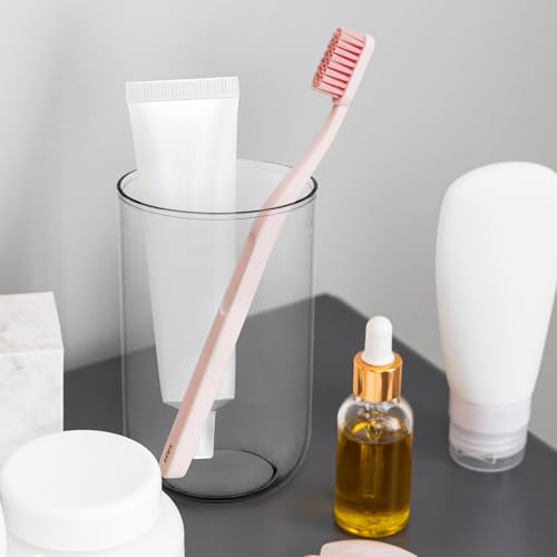 NiHome Toothbrush Holders for Bathrooms 3 Pcs, Plastic Reusable Bathroom Tumbler Toothbrush Cups, 13.5oz Unbreakable Mouthwash Cups Easy to Clean (Clear) - color: Clear