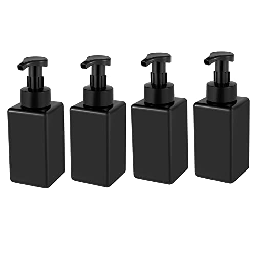 UUJOLY Foaming Soap Dispenser, 22oz Refillable Pump Bottle Plastic for Liquid Soap, Shampoo, Body Wash, 4 Pcs, Black - size: 4 Pack/22oz