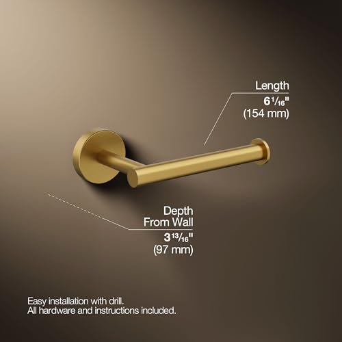 KOHLER K-27292-2MB Elate Toilet Paper Roll Holder, Minimalist Design, Premium Durable Metal, Corrosion Resistant, Vibrant Brushed Moderne Brass - color: Vibrant Brushed Moderne Brass