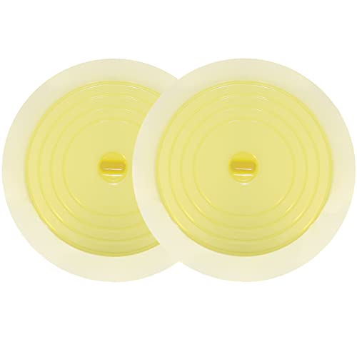 V-TOP Bathtub Drain Plug 2 Pack, 6 inches Large Silicone Tub Stopper Hair Stopper Flat Suction Cover for Kitchen Bathroom and Laundry (Yellow Transparent) - color: 6" Yellow Transparent