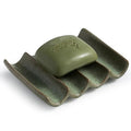 Draining Ceramic Soap Dish - Fluted Design, Bar Soap Holder for Shower & Bathroom, Soap Saver Sponge Lift, Green - color: Green, size: Fluted