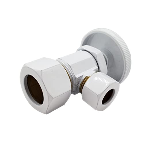 Westbrass D105-50 Round Handle Angle Stop Shut Off Valve, 1/2" Copper Pipe Inlet with 3/8" Compression Outlet, Powder Coat White - color: Powder Coat White, size: 1 Pack