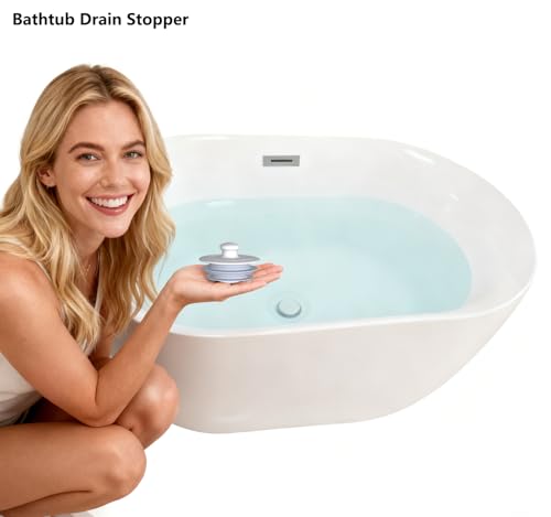 XAJOON Bathtub Drain Stopper,Drain Stopper,Silicone Stopper (Patented Design，Gray) - color: Gray, size: Large