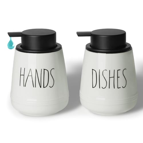 Ceramic Soap Dispenser Set, 13oz Wash Soap Dispenser(Liquid-Hands & Dishes) - color: Liquid-hands & Dishes