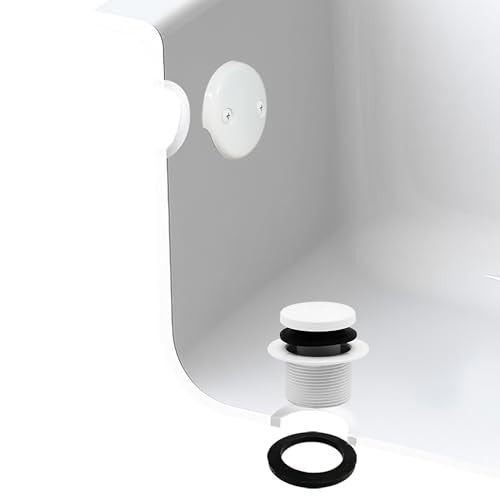 Westbrass R93-2-50 1-1/2" Coarse Thread Tip-Toe Bathtub Drain Trim Set with 2-Hole Overflow Faceplate, White - color: White, size: 1-Pack