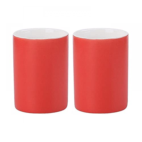Gaolinci 2 Pcs Bathroom Cups, Ceramics Toothbrush Holder, Tumbler Cup, 9 Oz - color: Red