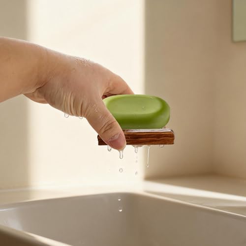 50 Pcs Bamboo Wood Soap Dish Bulk Natural Wooden Soap Holder Savers, Self-Draining Bathroom & Kitchen Soap Trays, Durable Handcrafted Wooden Soap Dishes 3.3 x 3.4 x 0.67 Inch
