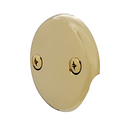 Westbrass D93-2-01 1-1/2" Tip-Toe Bathtub Drain Plug Trim Set with Two-Hole Overflow Faceplate,Polished Brass - color: Polished Brass, size: 1 Pack