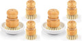 Bamboo Dish Scrub Brushes,Kitchen Wooden Cleaning Scrubbers Set for Washing Cast Iron Pan/Pot, Natural Sisal Bristles, Set of 3 (Pack of 2) - color: Ceramics Base + 3p Sisal Brushes, size: Regular size (Pack of 2)