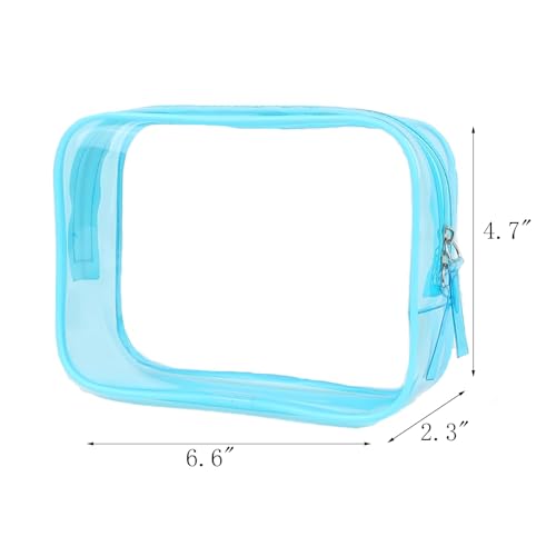 Buminee Clear Pouch, Makeup Bag, 6.6"" x2.3 x4.7 TSA Approved Toiletry Bag, Clear Travel Bags for Toiletries, Cosmetic Bag for Women-1 Pack Sky Blue - color: blue-1 pc