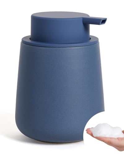 Bosilunlife Ceramic Foaming Soap Dispenser - 12Oz Bathroom Countertop Kitchen Dish Soap Pump Dispenser Foam Soap Dispenser - Matte Blue - color: Matte Blue