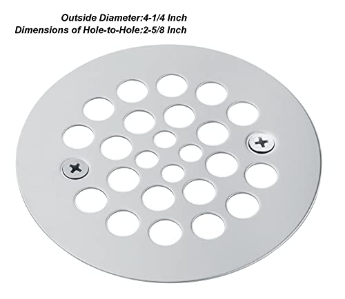 Artiwell 4-1/4“ Shower Strainer Drain Trim Set, Screw-in Shower Strainer Drain Cover, Plastic-Oddities Style Replacement Strainer Grid,Machine & Self-Tapping Screws Included (Chrome Plated) - color: Chrome Plated