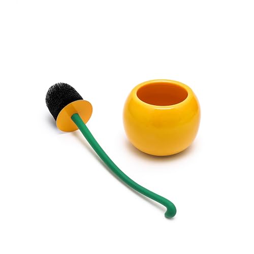 Deep & Sturdy Toilet Bowl Brush with Holder - Orange Bowl Brush - Durable Scrubbing - Toilet Cleaners - Household Essentials - Bathroom Cleaner - Cleaning Supplies - Household Supplies - color: Orange