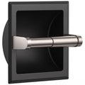 FORIOUS Recessed Toilet Paper Holder, Stainless Steel Durable Tissue Roll Holder Wall Mount for Bathroom Space Saving Design with Mounting Bracket, Matte Black & Brushed Nickel - color: Black & Stainless Steel