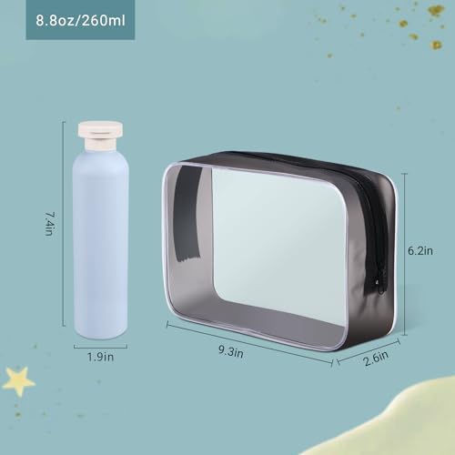ASEVAT 8.8 oz Plastic Travel Refillable Shampoo Bottles, Empty Squeeze Bottles with Flip Cap, Travel Containers for Shampoo, Conditioner, Lotion, Cream and Liquids (4 Pcs) - color: Blue, size: 8.8 Ounces
