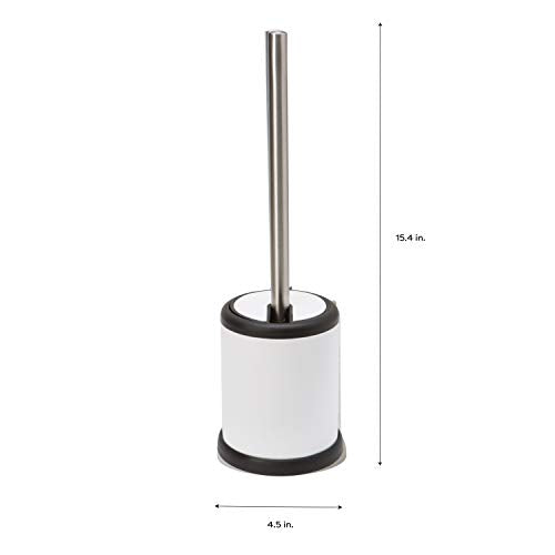 Bath Bliss Toilet Brush and Holder | Self Closing Lid | 360 Degree Brush Head | Bathroom Cleaning | Compact Size | Storage and Organization | White - color: White, size: 1 Pack