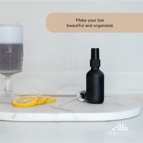 A Bar Above Cocktail Atomizer Spray Bottles and Dropper Set, Small Spray Bottle Set for Your Bar, Versatile Atomizer Glass Bottles, Small Bitters Bottle, Mini Bottles, Black, 2 Ounces - color: Black, size: 2oz