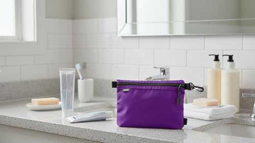 GOX Small Toiletry Bag for Men Bulk Cosmetic Bag Dopp Kit Carry On Zipper Pouch Organization Nylon Small Packing Sack Waterproof (Purple) - color: Purple