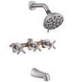 3 Handles Shower Faucet Set with Tub Spout Bathtub Shower Faucets Combo Set Shower System Complete Tub and Shower Trim Kit Shower Fixtures Brushed Nickel - color: Brushed Nickel, style: 3 Handles