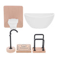 Miniature Dollhouse Bathroom Set: 5Pcs 1:12 Scale Realistic Furniture Toilet Bathtub Sink Model Mini Shower Room DIY Adornments Accessories Decoration - style: B