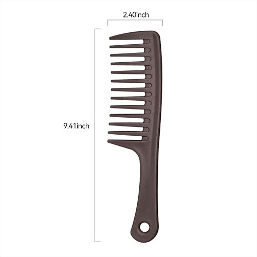 Wide Tooth Comb for Curly Hair with Coffee Ground,Anti-Static Shower Combs for Detangling and Curls Styling, Moisture Resistant Brush for Women, Reduces Breakage & Balances Scalp Oils for Wet/Dry Hair