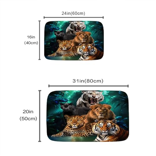 Tiger Leopard Lion Animals Bath Rugs Non Slip Shower Mat Western Nature Rustic Bathroom Decor Door Rug (16x24 inches Colorful) - color: Multi Color 10, size: 2' x 1'4" (Rectangular)