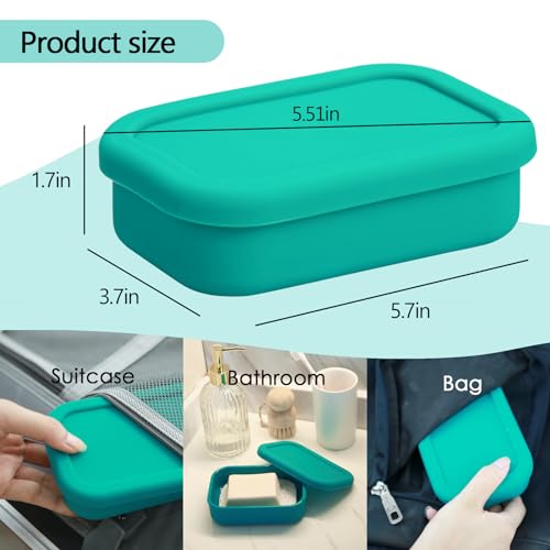 Large Travel Soap Container Leak Proof,Silicone Soap Case with Soap Pad,Slip-Resistant Portable Bar Soap Holder for Shower Bathroom Gym Camping(Green) | Slip-Resistant Portable Bar Soap Holder for Shower Bathroom Gym Camping(Green) - color: Rectangular Gr