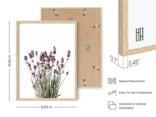 HAUS AND HUES Botanical Wall Art - Set of 3 Calming Lavender Prints, Plant Posters, Minimalist Flower Pictures, Lavender Couch Art Print (Beige Frame, 12x16) - color: Lavender Plants, size: 12"L x 16"W, style: Beige Framed
