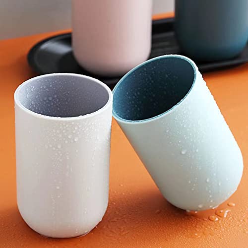 Unbreakable Reusable Drinking Cups Set of 2 Colors, Plastic Toothbrush Cup Tumblers 300 ml/10.5 oz, Dishwasher Safe (Light blue & Light gray) - color: Light blue & Light gray