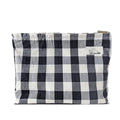 HAPPYHEIDI Large Cotton Black White Checker Makeup Bag with Compartment Cosmetic Toiletry Travel Pouch,Purse Accessory Organizer,Canvas Lined - color: Cotton Checker Large - w Compartment