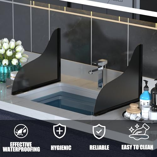 Shower Splash Guard Kit - Large Size Thickened Water Blocker with Extra-Strong Adhesive for Walk-in Shower/Bathroom/Bathtub/Kitchen Sink - Black Frosted/Matte Acrylic Plate Pack of 2(10"x12") - color: Black Frosted