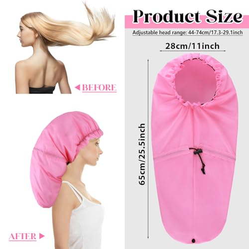 2 Pcs Large Shower Cap for Braids, Extra Long Shower Cap for Women Long Hair & Locs, Waterproof Hair Bonnets for Dreadlocks Drawstring Bath Caps for Women & Men (Pink, White) - color: Pink, White
