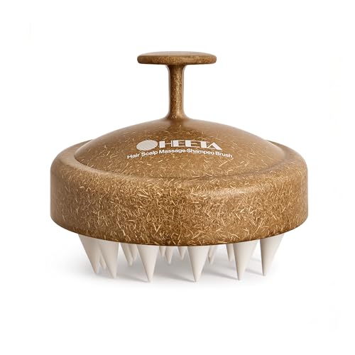 HEETA Scalp Massager Hair Growth, Soft Silicone Scalp Scrubber Shampoo Brush for Exfoliation, Dandruff Removal & Head Massage Stress Relax, Wet & Dry Use for Thick, Thin Hair Care, Brown - color: Brown